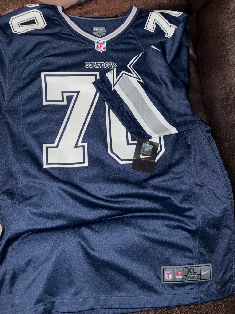Nike Dallas Cowboys Navy #70 Football Jersey XL Autographed by Zack Martin